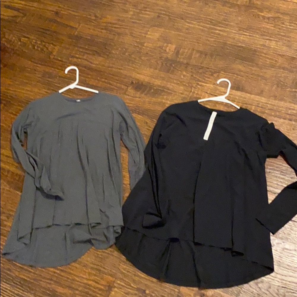 Lululemon sz 8 gray and black long sleeved tshirts